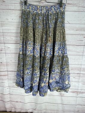 VTG Carole Little Maxi Skirt Sz 14 Beaded Tassels Boho Hippie Festival